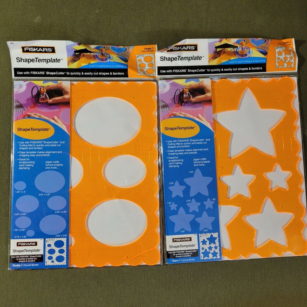 Fiskars Shape Template Ovals & Stars New w Borders Lot Scrapbooking Paper Craft